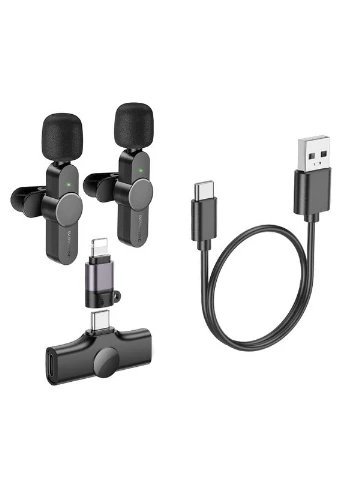 Бездротова мікрофонна система lavalier wireless digital microphone(iP/Type-C) Black (6941991106408) Borofone BFK12 Trophy (386037349)