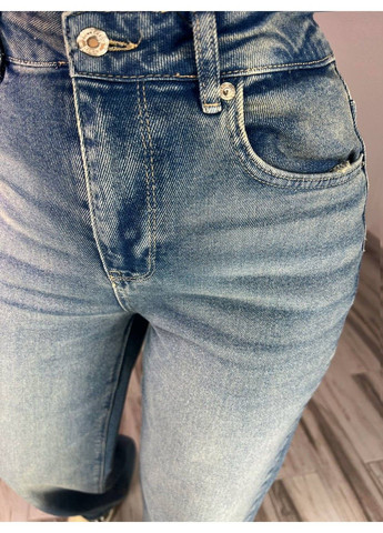 Джинсы женские 4741 palazzo jeans высокая талия широкие палаццо стрейчевые винтажные голубые Zeo Basic - (322665369)