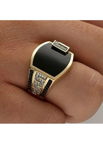 Класична срібляста чоловіча каблучка з інкрустацією чорного цирконію розмір 18 AurumLux194 Fashion Jewelry (365439146)