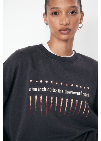 Темно-сірий демісезонний жіночий світшот оверсайз з принтом н&м (57693) s темно-сірий H&M