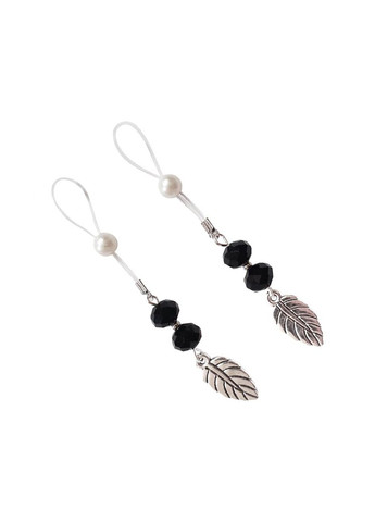 Украшения с бусинами и листиком для сосков – Nipple Jewelry Leaf, черные Art of Sex (369952498)