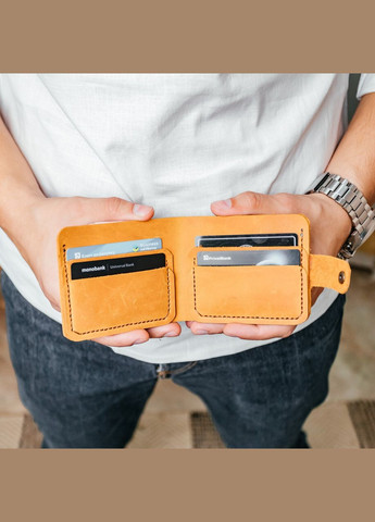 Кошелек мужской из натуральной кожи Crazy Horse, вместительный кошелек на кнопке, рыжий No Brand (362177312)