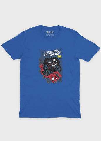 Синяя демисезонная футболка для мальчика с принтом супергероя - человек-паук (ts001-1-brr-006-014-052-b) Modno