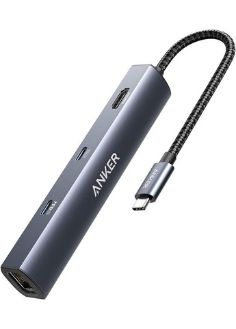 USB-Хаб 543 USB-C Hub (6-в-1) універсальний хаб на 6 портів з Ethernet та HDMI, Grey Anker (336377235)