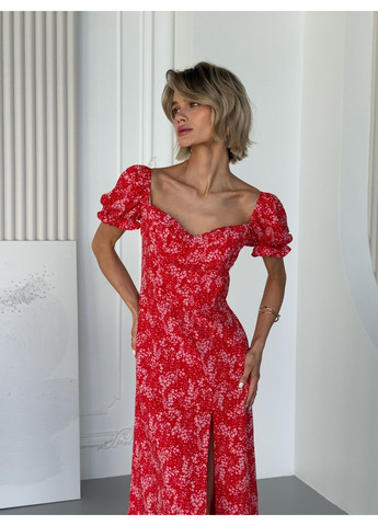 Красное кэжуал платье Larionoff с цветочным принтом