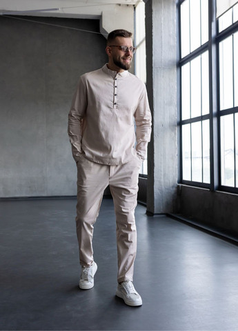 Світло-бежевий демісезонний костюм з льону MonsterBrand