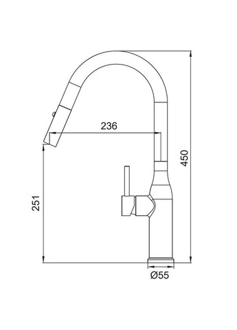 Змішувач для кухні KI-70004-12 з висувним виливом (нерж. сталь) (KR5004) KOER (321184528)