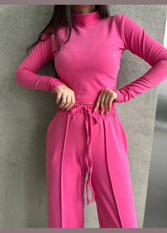 Яркий розовый качественный спортивный костюм из двухнитки приятной к телу, кофта + штаны на резинке с прошивкой по всей длине No Brand 643 (279765864)