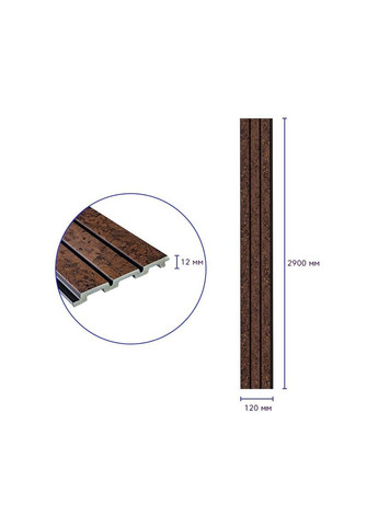 Декоративная PS рейка 2900*120*12мм D (3DPanda-1737) Sticker Wall (323155382)