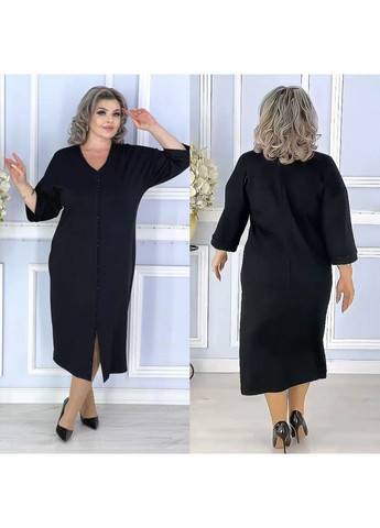 Черное повседневный, кэжуал, деловое женское платье больших размеров Style Point однотонное