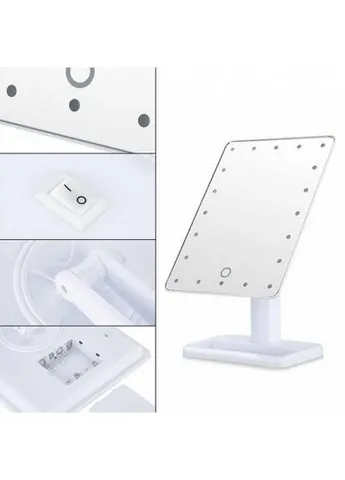 Настольное зеркало с 16 LED подсветкой Large LED Mirror Pink No Brand (378329349)