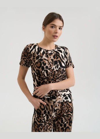 Коричнева комплект жіноча футболка на зав'язках Nicoletta