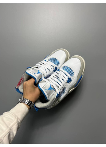 Белые демисезонные кроссовки мужские nike air jordan 4 retro golf military blue найк аир джордан No Brand