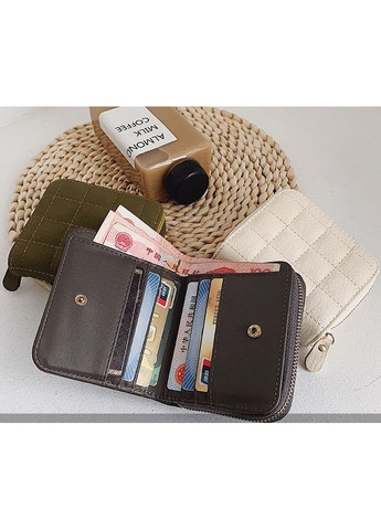 Маленький жіночий гаманець стьобаний екошкіра на блискавці міні портмоне зелений No Brand (351536798)