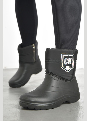 Черные дутики женские на меху черного цвета Let's Shop на молнии