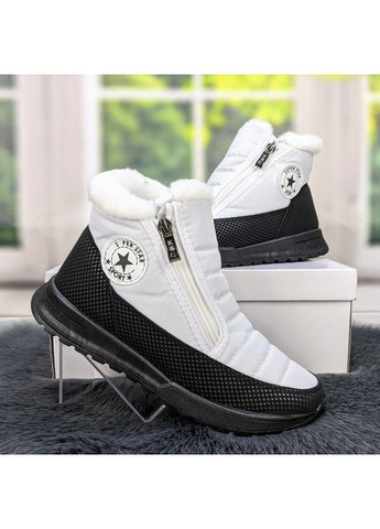 Черевики дутики жіночі зимові білі з чорним SV (301690044)