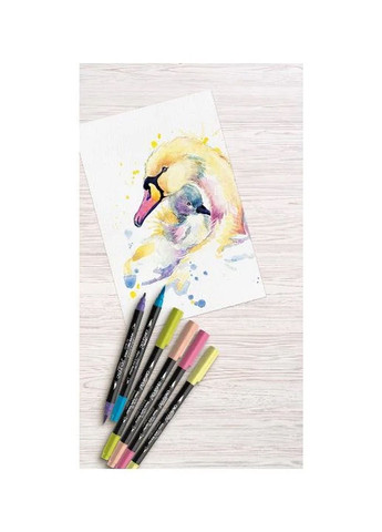 Акварельні маркери двосторонні 6 шт комбінований Crelando (328446229)