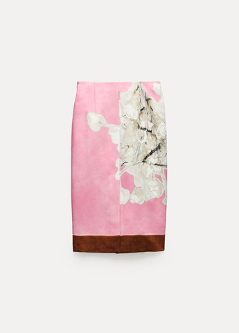 Розовая кэжуал цветочной расцветки юбка Zara
