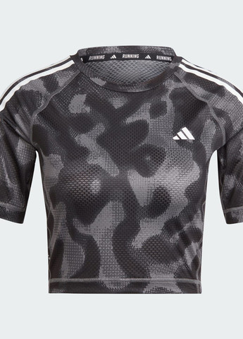 Серая всесезон футболка own the run 3-stripes allover print adidas