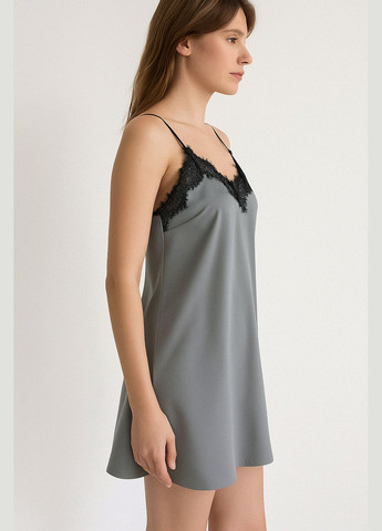 Женская шелковая ночная рубашка серая Modashoping (372013447)