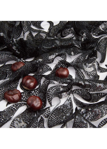 Тканина гіпюр, ошатна тканина, тканина для вечірніх платтів, мереживна тканина чорна IDEIA (373004824)