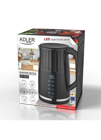 Чайник електричний з регулятором температури AD-1350-LED 1.7 л чорний Adler (336876030)