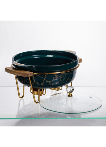 Мармит фарфоровый настольный круглый 1.3 (л) с подогревом Зеленый мрамор LC-714 Yiwu (369142716)