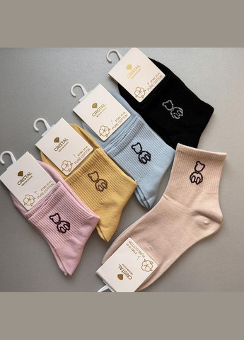 Комбіновані 5 пар 37-41 демисезонні якісні шкарпетки, резинка в рубчик, середня висота Cristal (303140730)