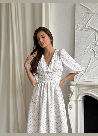 Молочна повсякденний, кежуал, коктейльна, вечірня жіноча сукня Asi.Store.ua з квітковим принтом