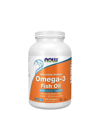 Омега-3 180 ЕПК/120 ДГК Omega-3 180 EPA/120 DHA 500 желатинових капсул Now Foods (361116111)