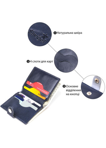 Зручне портмоне із натуральної шкіри 16507 Синій Shvigel (329150875)