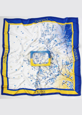 Подарунковий набір хустка патріотична "Яблуневий цвіт" 95х95 та жовто-блакитна коробочка 218086 Husta (331150432)