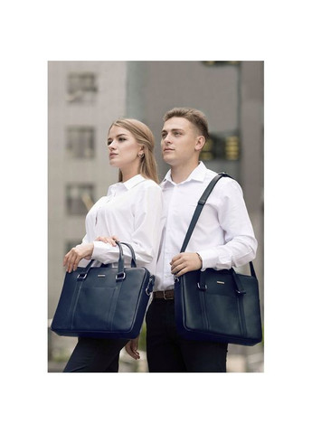 Сумка мужская через плечо кожаная для ноутбука и документов темно-синяя BlankNote (302008881)