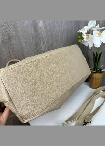 Женская сумка большая вместительная эко кожа черная Бежевый No Brand (298997868)