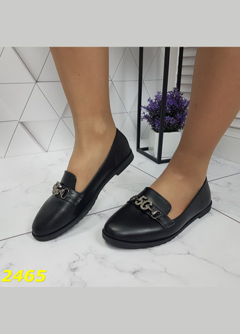 Туфли лоферы балетки черные на низком каблуке классика (24 см) sp-2465 No Brand