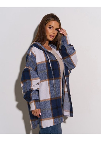 Синяя повседневный, кэжуал рубашка в клетку ISSA PLUS с длинным рукавом