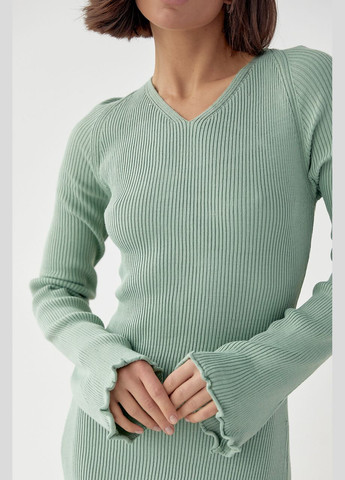 М'ятна вечірня приталена сукня міді зі шнурівкою на спині - м'ятний Lurex