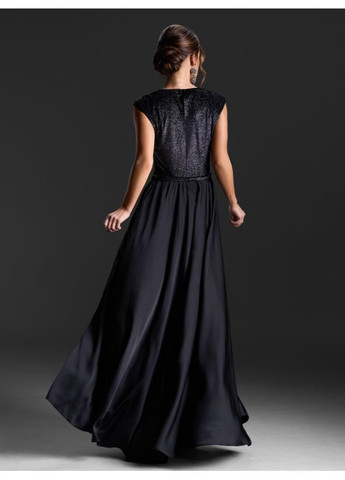 Черное праздничный, коктейльное, вечернее длинное платье No Brand однотонное