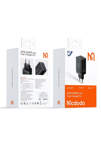 МЗП 67W 2C+1A GAN 5 Mini Pro Fast Charger (EU) CH-1541 Black McDodo (297457048)