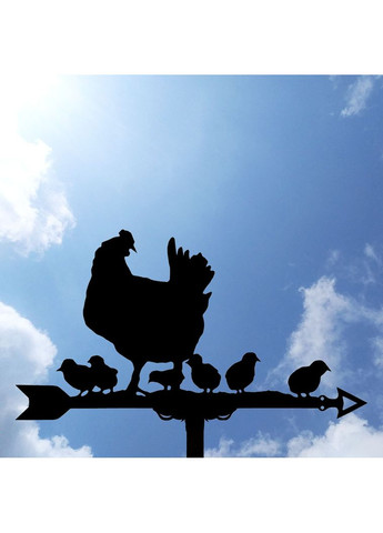 Флюгер Курка з курчатами, квочка, флюгер на дах з металу 2 мм. No Brand (368896469)