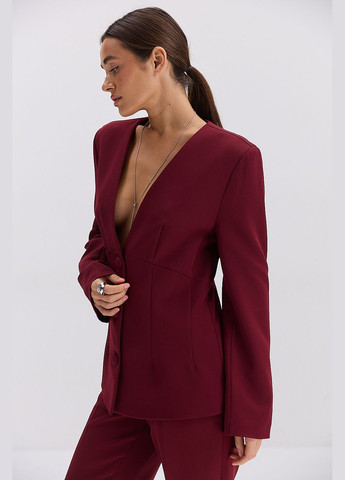 Бордовый женский женский приталенный жакет черного цвета Arjen -