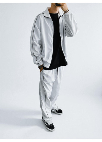 Чоловічий осінній спортивний костюм з плащівки білий No Brand (364710239)
