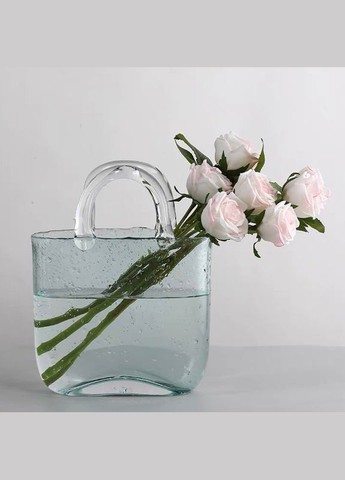 Стеклянная ваза для цветов в форме Сумки 20x11x26 см Bubble Bag, Голубая More (299914613)