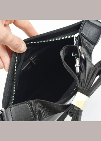 Черная мужская текстильная маленькая сумка через плечо на длинном ремешке No Brand (292404342)
