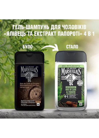 Гель-шампунь для мужчин 4в1 Можжевельник и Экстракт папоротника, 250 мл Le Petit Marseillais (370499143)