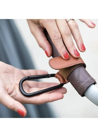 Гачки-карабіни для коляски та автокрісла з кріпленням на липучці 2 шт Коричневі Lencent (354821997)