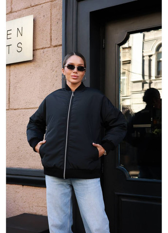 Женская куртка-бомбер утепленная оверсайз MonCher на молнии (362206375)