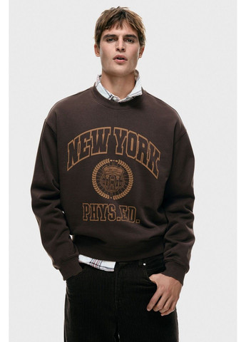 Коричневый мужской свитшот loose fit с принтом (58688) s коричневый H&M (367377288)