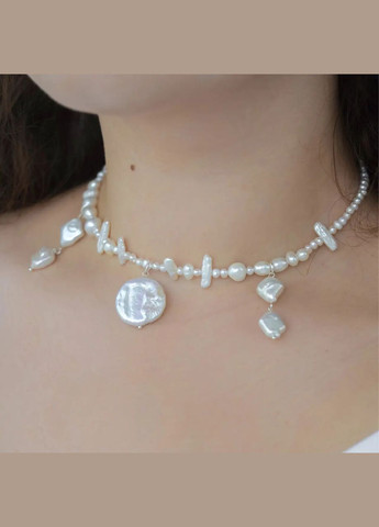 Чокер натуральні Барокові Перли, фур-ра гіп-ний сплав колір срібло d-7х19мм+- L-33-38см No Brand перли (культивовані) латунь срібло (302972863)