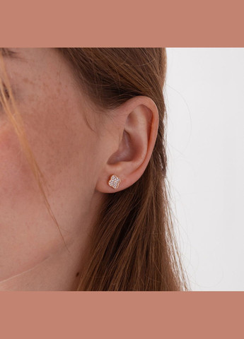 Золоті сережки - пусети Конюшина (фіаніти) с07889 Oniks (264024717)